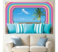 READIGO 7x5ft Tropical Island Villa Party Backdrop, Neon Beach Romance Love Theme Backdrop