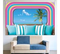 READIGO Tropical Island Villa Party Backdrop, Neon Beach Romance Love Theme Backdrop for Summer Birthday, Bachelorette Party Decorations