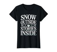 Reading All Winter Cozy Book Lover and Literary Escape Value Graphic T-Shirt, Women, Black, S