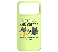 Reading and Coffee Because Murder is Wrong Cute Black Cats Case for iPhone 17 Pro Max