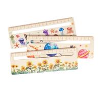 Reading Assist Tools - 18cm Wooden Rulers | 3 Pieces Cartoon Reading Trackers for | Jellyfish Pattern Children Student Ruleur Student | Cartoon Wooden Bookmark for Reading