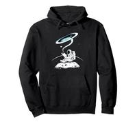 Reading Astronaut On Moon With Galaxy Above Pullover Hoodie