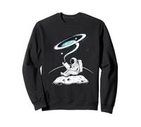Reading Astronaut On Moon With Galaxy Above Sweatshirt