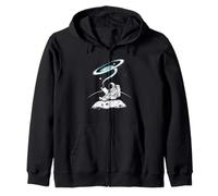 Reading Astronaut On Moon With Galaxy Above Zip Hoodie