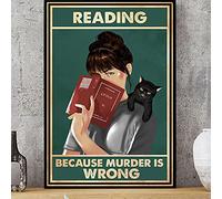 Reading Because Murder Is Wrong Gift For Him Her Bedroomliving Room Art Retro Metal Tin Sign 8X12 Inches