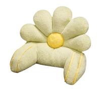 Reading Bed Rest Pillow with Arm Support - Cute Flower Shaped Faux Fur Backrest Support Reading Pillow for Sitting Up In Bed for Lounging Watching TV Gaming Washable Cover (50 * 40cm,Green)