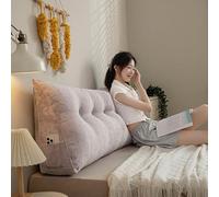 Reading Bed Rest Pillows Large Bolster Headboard Pillow Triangular Pillow Backrest with Milk Velvet Washable Cover Backrest Positioning Support Cushion for Daybed,Purple,Cal King:180 * 20 * 50cm