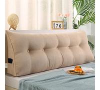 Reading Bed Rest Pillows Triangular Headboard Pillow Bed Wedge Daybed Cushion Large Backrest Support Bolster Pillows Dorm with Removable Cover,Beige,Full/47inch/120cm