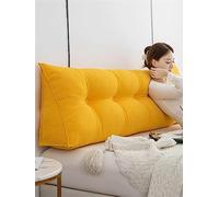 Reading Bed Rest Pillows Triangular Headboard Pillow Bed Wedge Daybed Cushion Large Backrest Support Bolster Pillows Dorm with Removable Cover,Yellow,Queen/59inch/150cm