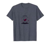 Reading Between The Wines Book and Wine Lover Art T-Shirt, Men, Heather Blue, L
