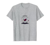 Reading Between The Wines Book and Wine Lover Art T-Shirt, Men, Heather Grey, 5XL
