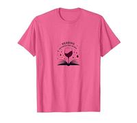 Reading Between The Wines Book and Wine Lover Art T-Shirt, Men, Pink Heather, M