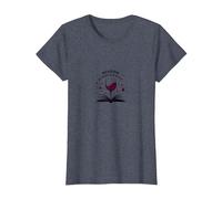 Reading Between The Wines Book and Wine Lover Art T-Shirt, Women, Heather Blue, XL