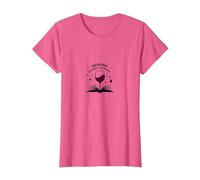 Reading Between The Wines Book and Wine Lover Art T-Shirt, Women, Pink Heather, L