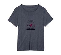 Reading Between The Wines Book and Wine Lover Art T-Shirt, Women's Plus, Heather Blue, 3X