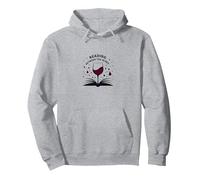 Reading Between Wine Book and Wine Lovers Art Pullover Hoodie, Adult Unisex, Heather Grey, M