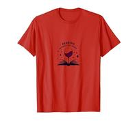 Reading Between Wine Book and Wine Lovers Art T-Shirt, Men, Red, 3X-Large