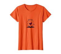Reading Between Wine Book and Wine Lovers Art T-Shirt, Women, Orange, XX-Large