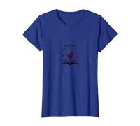 Reading Between Wine Book and Wine Lovers Art T-Shirt, Women, Royal Blue, Medium