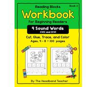 Reading Blocks Workbook for Beginning Readers - Book 2: 4 Letter Words, CCVC and CVCC Words: Cut, Glue, Trace, and Color