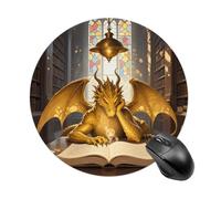 Reading Book Cool Retro Dragon Mouse Pad Non-Slip Rubber Base Mouse Mat Smooth Surface Stitched Edges Mousepad Aesthetic Durable Compatible with All Mice for Office & Gaming, Desk Accessory