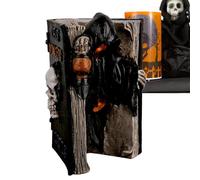 Reading Book Figurine, Resin Glowing Spooky Skeleton Statue Reading, Decorative Figurine for Kids Adults Fall School Dormitory Study Apartment Party Haunted House