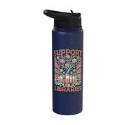 Reading Book Lovers Library Support Public Libraries Stainless Steel Insulated Water Bottle