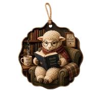 Reading Book Ornament, Animal Acrylic Decor, Library Tree Ornament,