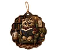Reading Book Ornament, Animal Library Decoration, Acrylic Hanging Pláque