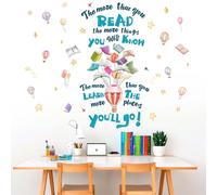 Reading Book Wall Stickers for Classroom: Learning Educational Read Inspirational Quotes The More That You Read Wall Decals - Peel and Stick Nursery School Library Office Wall Decor