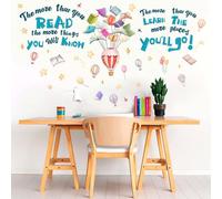Reading Book Wall Stickers for Classroom: Learning Educational Read Inspirational Quotes The More That You Read Wall Decals - Peel and Stick Nursery School Library Office Wall Decor