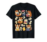 Reading Books: Capybara, Corgi, Otter, Red Panda, Penguin T-Shirt