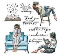 Reading Books Girl At Home Dies and Stamp Sets for Card Making Don't Judge Me I Was Reading,Thank You for Being Such An Amazing Teacher Words Clear Stamps for Paper Crafting Arts Crafts Album Decor
