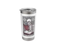 Reading Bookworm Bookish Skeleton The Reader Tarot Card Stainless Steel Insulated Tumbler