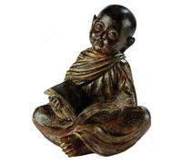 Reading Buddha Household Decorative Ornament With Weathered Stone Finish - Measures H21Cm X W19Cm X D22Cm
