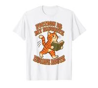 Reading Cat Book Lover Fiction Escape Funny Orange Tabby Value Graphic T-Shirt