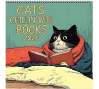 Reading Cat Calendar 2026, Cat Chillin with Book Wall Calendar, Funny Monthly Planner with Kittens Illustration, Cute Funny Cat Art Hanging Calendar, Hanging 12 Months Wall Planner