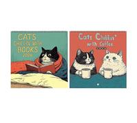 Reading Cat Calendar 2026 Cats Chillin' with Books Wall Calendar 12-Month Walls Calendars With Cat Design Personalised Cat-Themed Monthly Planner Funny Wall Calendars Gifts for Cats Lover