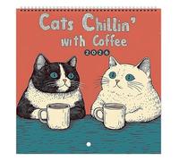 Reading Cat Calendar 2026 Cats Chillin' with Books Wall Calendar 12-Month Walls Calendars With Cat Design Personalised Cat-Themed Monthly Planner Funny Wall Calendars Gifts for Cats Lover