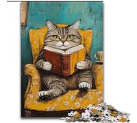 Reading Cat Jigsaw Puzzles for Teenagers 1000 Piece Puzzle, Stress Reliever Staycation Kill Time Funny Gift (50x75cm)