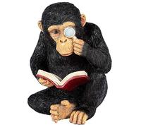 Reading Chimp Ornament Figurine Statue Home Decor Garden Wildlife Figurine Indoor Or Outdoor Patio Lawn Frostproof Weatherproof 17cm