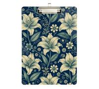 Reading clipboard Floral William Morris Style Dark Blue Waterproof for 5th Grade Classroom Essentials for Teachers Size 9 x 12.5 Tabla para escribir