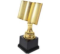 Reading Competition Trophy Golden Plastic Star Award with Black Base | Book-themed Design, Smooth Texture, Motivational Recognition, Suitable for Librarians, Little Friends, After-school