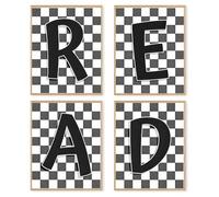 Reading Corner Decor Set of 4 Read Sign Prints Classroom Must Haves Reading Artwork Printing Posters Homeschool Decor, No Frame (30x40cm)