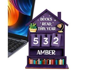 Reading Counter, Wooden Annual Progress Panel 18x13cm | Custom Wooden Annual Book Display Board, 150g Manual Lens Ornament For Bi Teacher