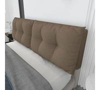 Reading Cushion Upholstered Headboard Slipcover/Bed Head Cover Double Single King Size Bedside Pillow Breathable Cotton Linen Padded Backrest Protector Decoration Covers(Style A-150x60x13cm,Brown)