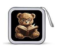 Reading Cute Bear Portable CD Case Storage Bag 40 Capacity CD Holder Wallet Plastic DVD Collection Bags