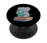 Reading Elephant Funny Bookworm Safari Animal PopSockets Adhesive PopGrip