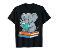 Reading Elephant Funny Bookworm Safari Animal T-Shirt