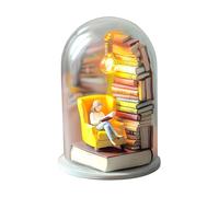Reading Figurine Bookshelf Decor, Book Lover Reading Nook Lighting Statue Home Shelf Sculpture Decoration for Living Room and Bedside